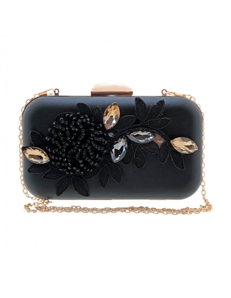 Foldover Black Clutch / Personalized Clutch Bag / Wedding Clutch Purse /  Evening Clutch Bag - Clutches & Evening Bags